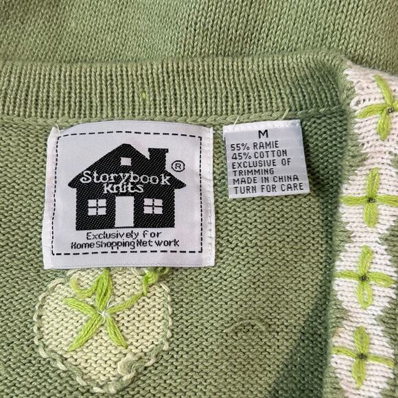 Storybook Knits Vintage 90s Bee Sweater Crochet Granny Square Chunky Cardigan - Picture 11 of 12